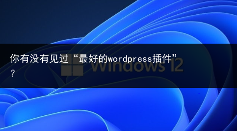 你有没有见过“最好的wordpress插件”？